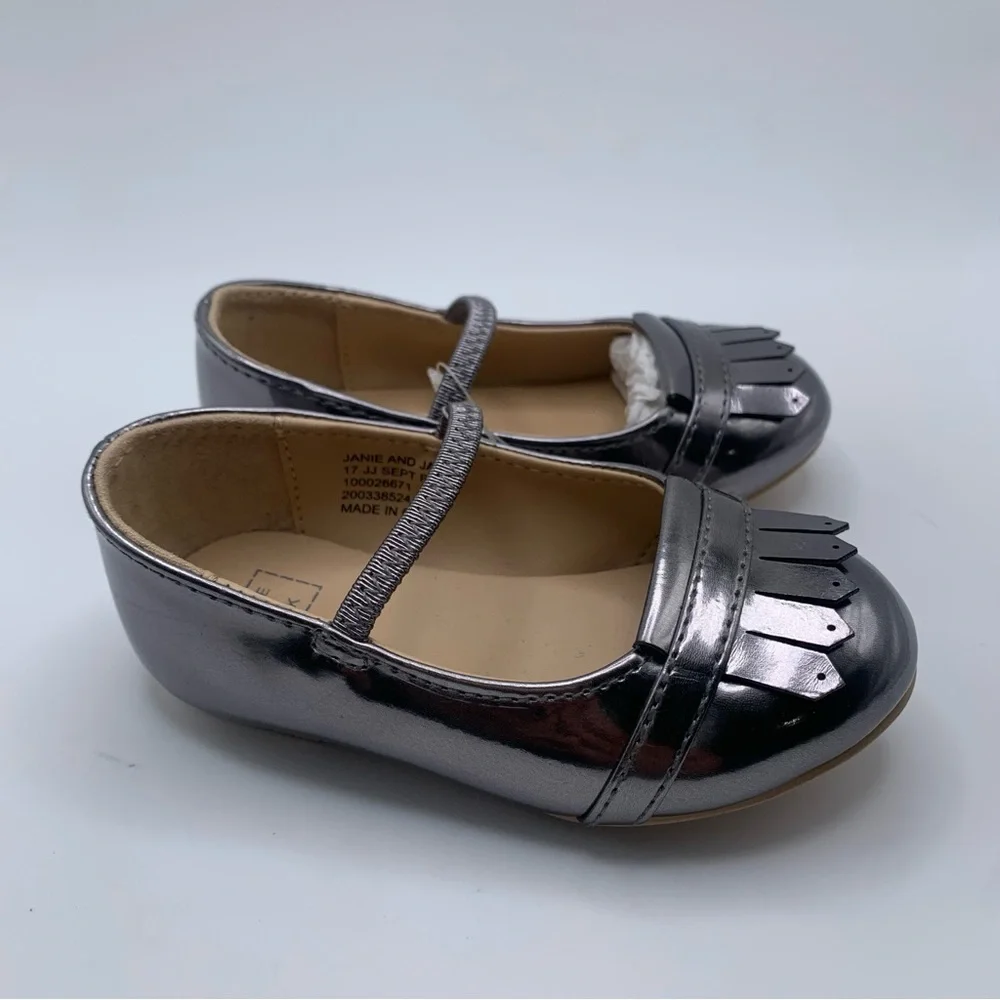 NWT Janie and Jack Metallic Mary Jane Dress Shoes size 5 baby shoes flats 1083 - Picture 3 of 7
